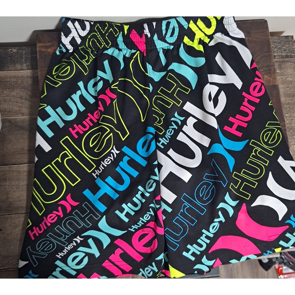 Hurley Boys Mesh Shorts Size 14 Large Multicolor All Over Print Elastic Active